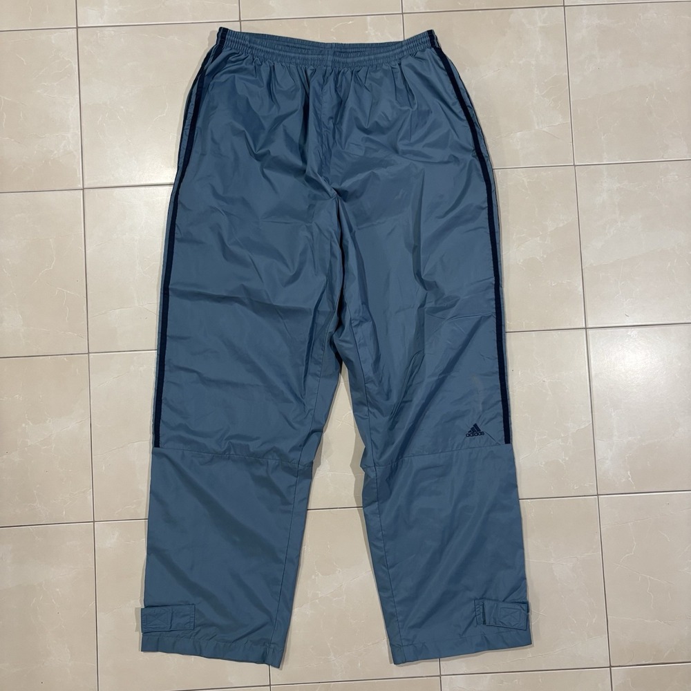 Vintage Adidas Track Pants Men's XL Rare Blue Y2K 90s Baggy Fit Windbreaker